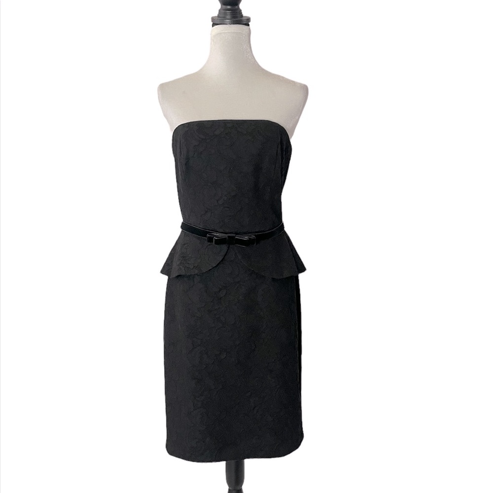 WHBM Strapless Lace Peplum Dress Black Women's Size 10